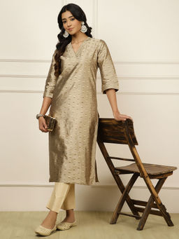 Jaipur Kurti - Brown Floral Comfortable Fit Kurta