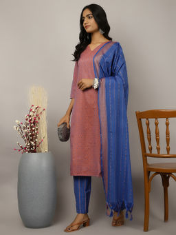 Jaipur Kurti - Pink Self Design Kurta with Pant and Dupatta (Set of 3)