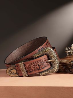 Celtic - Artisanal Mastery Hand-Carved Leather Belt - Brown