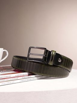 Celtic - Trendy Green Leather Belt with Metal Buckle