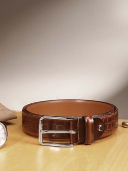Celtic - Trendy Tan Leather Belt with Metal Buckle