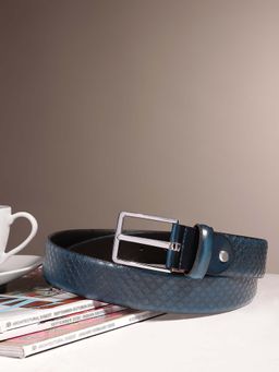 Celtic - Trendy Blue Leather Belt with Metal Buckle
