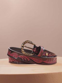 Celtic - Hand-Carved Brown and Black Leather Belt Unique Custom Leather Craftsmanship