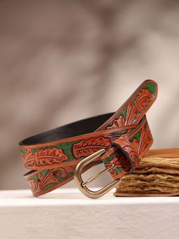 Celtic - Premium Leather Belt with Silver Buckle Elegant Formal Wear Accessory