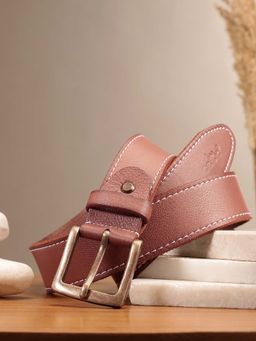 Celtic - Stylish Girls Tan Leather Belt with Stitching Trendy