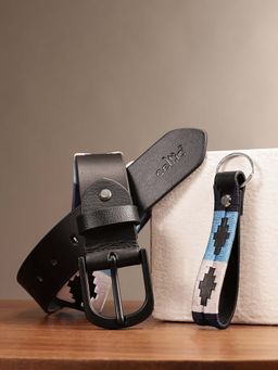 Celtic - Premium Black Leather Black Buckle Belt