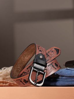 Celtic - Bespoke Elegance Brown Hand Carving Leather Belt