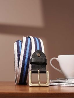 Celtic - Black Leather with Blue Webbing Belt