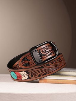Celtic - Stylish Brown Leather Hand-Carved Belt
