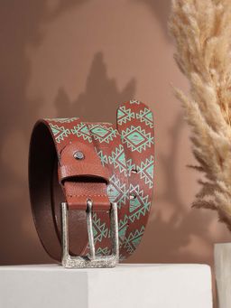 Celtic - Men'S Brown Printed Leather Belt