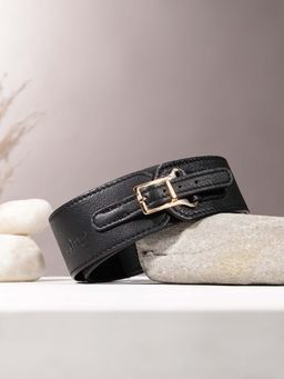 Celtic - Women Premium Black Leather Double Buckle Belt