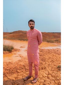 Runit Gupta - Flamingo Dusty Coral Kurta with Pant (Set of 2)