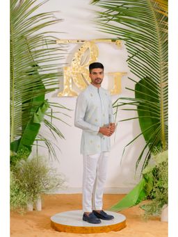 Runit Gupta - Blue Paradise Short Kurta with Pant (Set of 2)