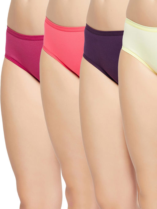 Secrets By ZeroKaata Women Solid Basic Cotton Briefs - Multi-color (Pack of 4)