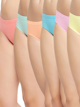 Secrets By ZeroKaata - Women Solid Basic Cotton Briefs - Multi-color (Pack of 6)