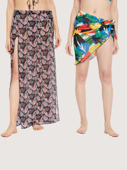 Secrets By ZeroKaata - Women Printed Swimwear Wrap Around Sarongs - Multi-Color