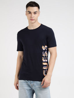 Guess - Men Blue Printed T-Shirt