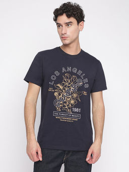 Guess - Men Blue Graphic T-Shirt