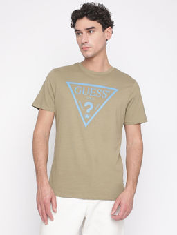 Guess - Men Khaki Printed T-Shirt