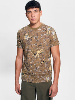 Guess - Men Brown Printed T-Shirt
