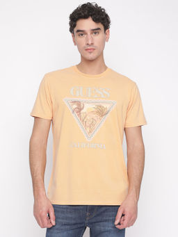 Guess - Men Yellow Printed T-Shirt