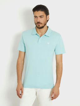 Guess - Men Blue Solid Polo T-Shirt