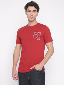 Guess - Men Red Solid T-Shirt