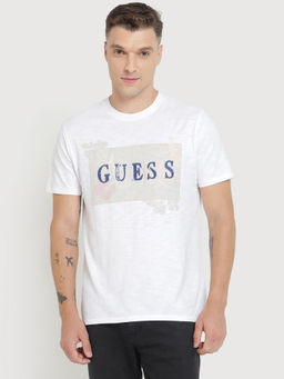 Guess - Men White Printed T-Shirt