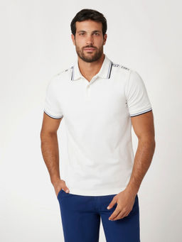 Guess - Men White Solid Polo T-Shirt