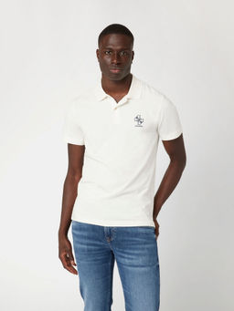 Guess - Men White Solid Polo T-Shirt