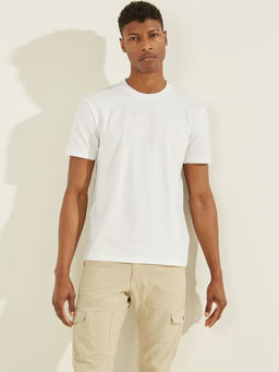 Guess - Men White Solid T-Shirt