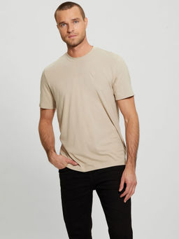 Guess - Men Beige Solid T-Shirt