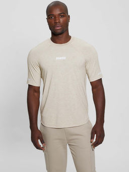 Guess - Men Beige Solid T-Shirt