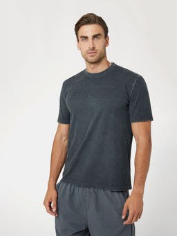 Guess - Men Charcoal Solid T-Shirt