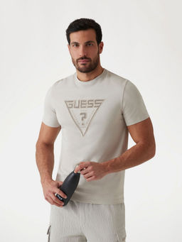Guess - Men Beige Printed T-Shirt
