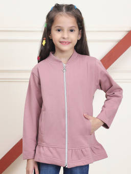 Mini & Ming - Girl's Mauve Solid Sweatshirt