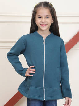 Mini & Ming - Girl's Teal Solid Sweatshirt