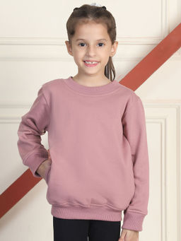 Mini & Ming - Girl's Mauve Solid Sweatshirt