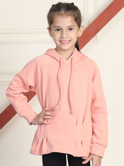 Mini & Ming - Girl's Pink Solid Hoodie