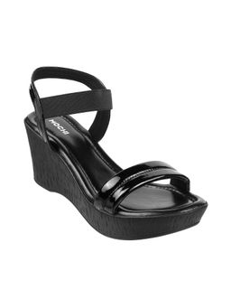Mochi - Womens Black Platform HeelsMochi Women Black Synthetic Solid Wedges