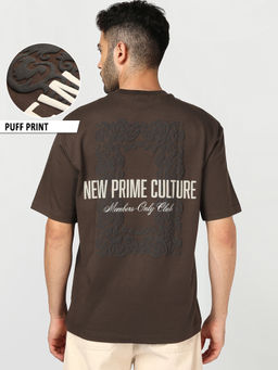 Bewakoof - Brown Founders Graphic Printed Oversized Interlock Cotton T-shirt