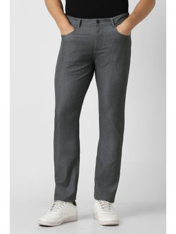 Peter England - Men Grey Solid Slim Fit Trousers