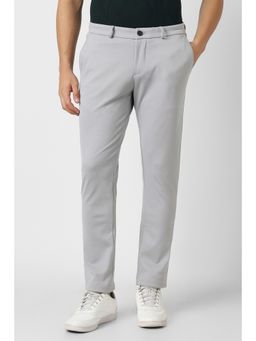 Peter England - Men Grey Solid Slim Fit Trousers