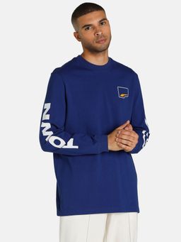 Puma - Uptown Relaxed Graphic Long Sleeve Men Blue T-shirt