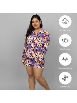 NeceSera - Floral Full Sleeves Button Down Shorts (Set of 2)