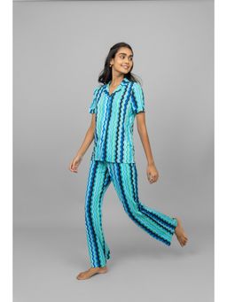 NeceSera - Aqua Wave Half Sleeve Button Down Pyjama (Set of 2)
