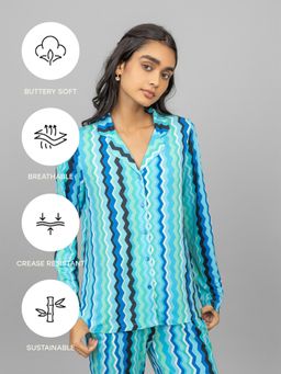 NeceSera - Aqua Wave Full Sleeve Button Shirt