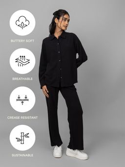 NeceSera - Black Mini Waffle Pyjama (Set of 2)