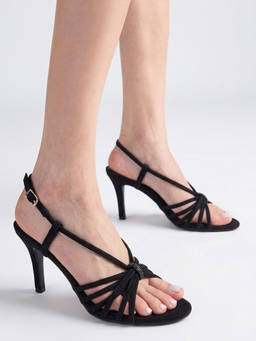 RSVP by Nykaa Fashion - Black Round Toe Strappy Slingback Stiletto Sandal for Women