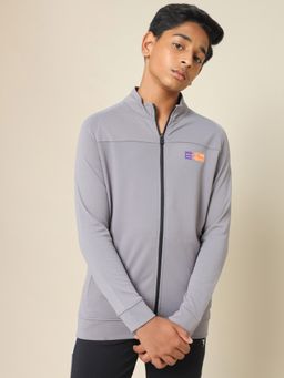 Technosport - Boys Solid Slim Fit Sports Jacket With Techno Dry Grey